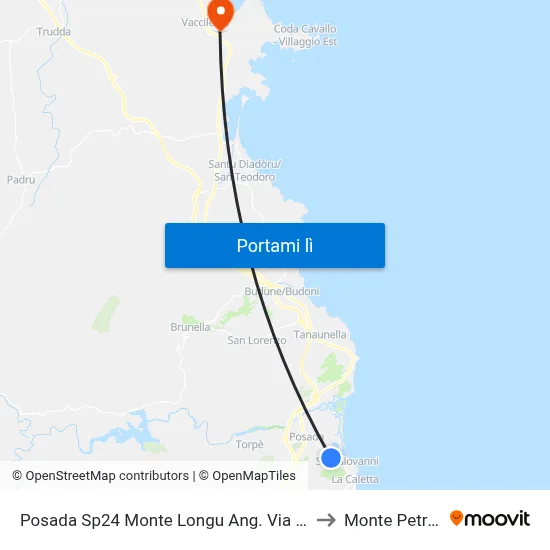 Posada Sp24 Monte Longu Ang. Via Londra to Monte Petrosu map