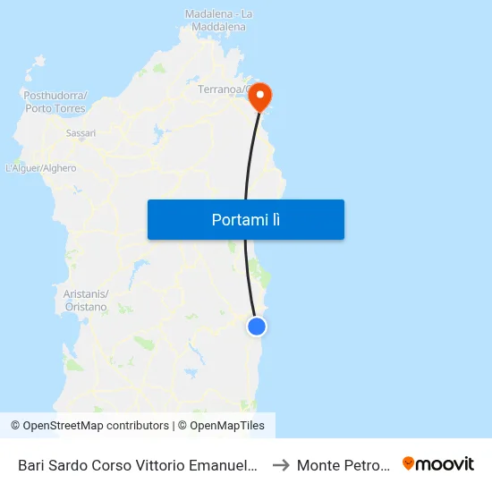 Bari Sardo Corso Vittorio Emanuele 5 to Monte Petrosu map