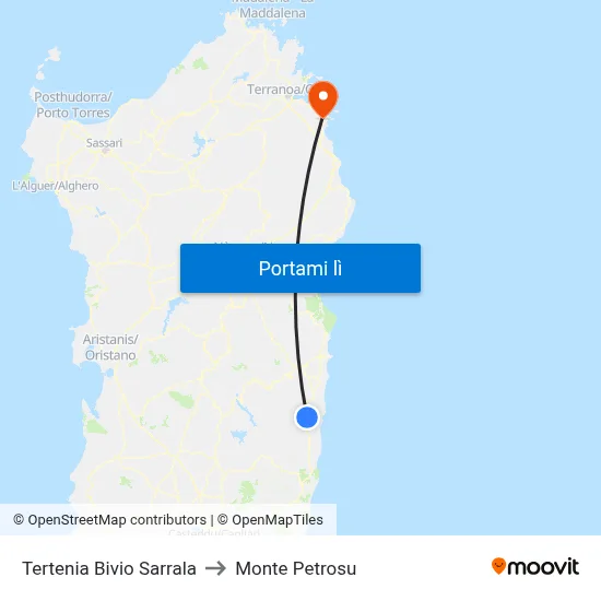 Tertenia Bivio Sarrala to Monte Petrosu map