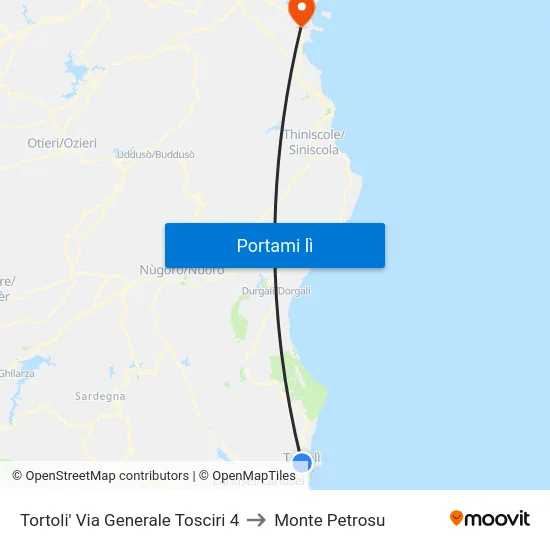 Tortoli' Via Generale Tosciri 4 to Monte Petrosu map