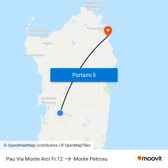 Pau Via Monte Arci Fr.12 to Monte Petrosu map