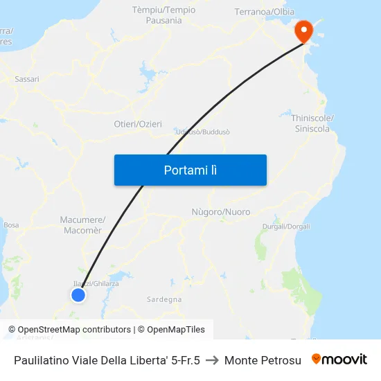 Paulilatino Viale Della Liberta' 5-Fr.5 to Monte Petrosu map
