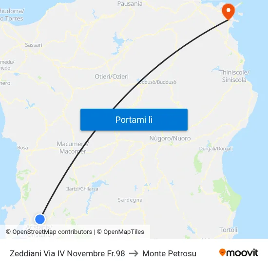 Zeddiani Via IV Novembre Fr.98 to Monte Petrosu map