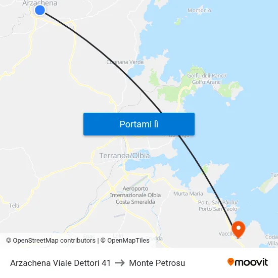 Arzachena Viale Dettori 41 to Monte Petrosu map