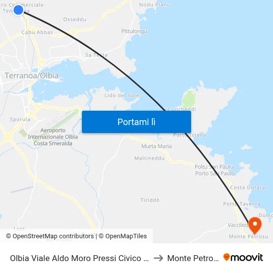 Olbia Viale Aldo Moro Pressi Civico 533 to Monte Petrosu map