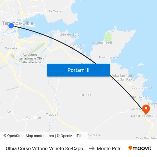 Olbia Corso Vittorio Veneto 3c-Capolinea to Monte Petrosu map