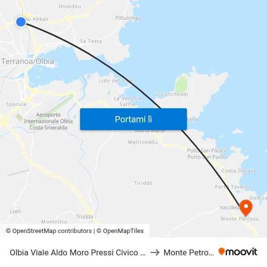 Olbia Viale Aldo Moro Pressi Civico 348 to Monte Petrosu map