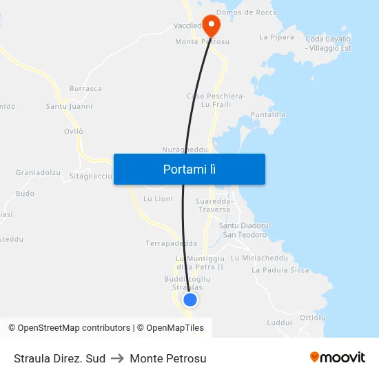 Straula Direz. Sud to Monte Petrosu map