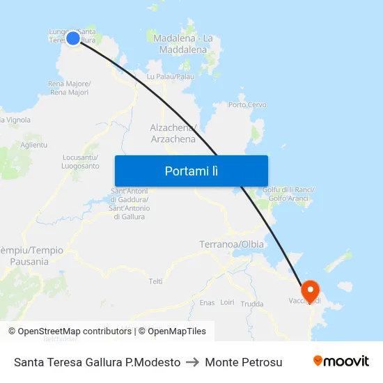 Santa Teresa Gallura P.Modesto to Monte Petrosu map