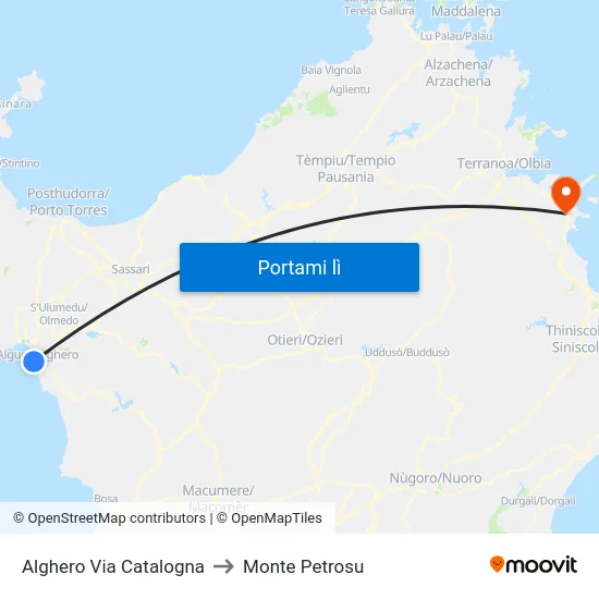 Alghero Via Catalogna to Monte Petrosu map