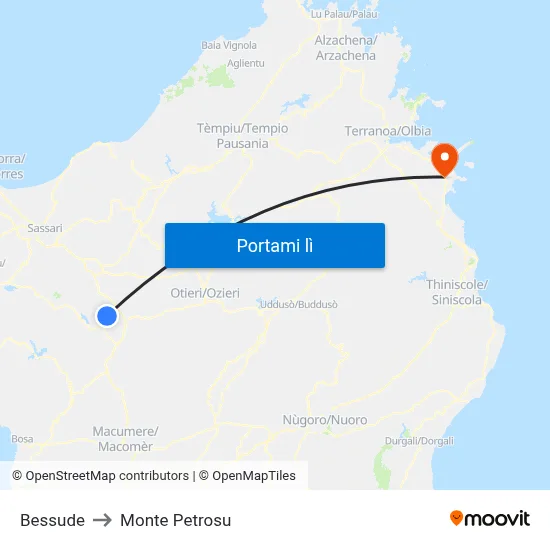 Bessude to Monte Petrosu map