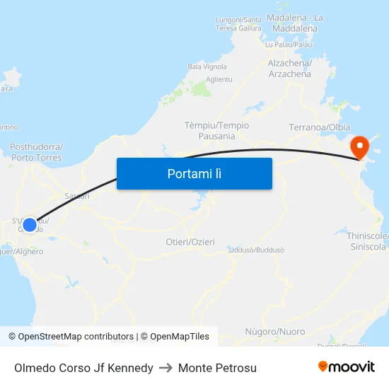 Olmedo Corso Jf Kennedy to Monte Petrosu map