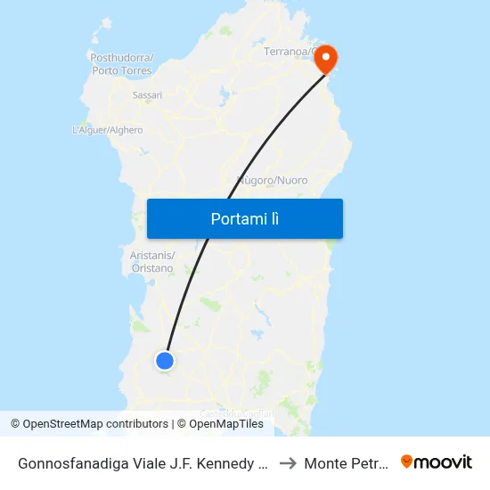 Gonnosfanadiga Viale J.F. Kennedy Fr.125 to Monte Petrosu map
