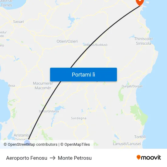 Aeroporto Fenosu to Monte Petrosu map