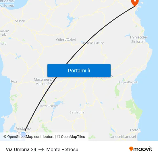 Via Umbria 24 to Monte Petrosu map