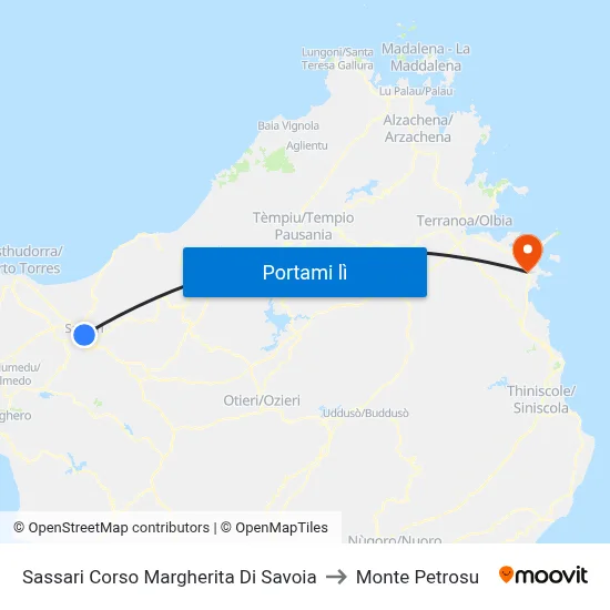 Sassari Corso Margherita Di Savoia to Monte Petrosu map