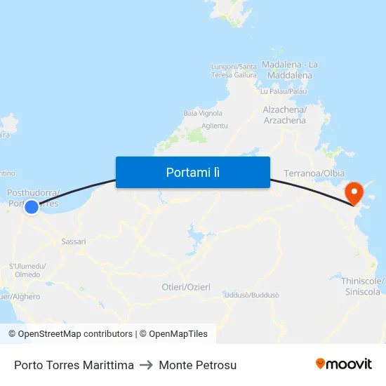 Porto Torres Marittima to Monte Petrosu map