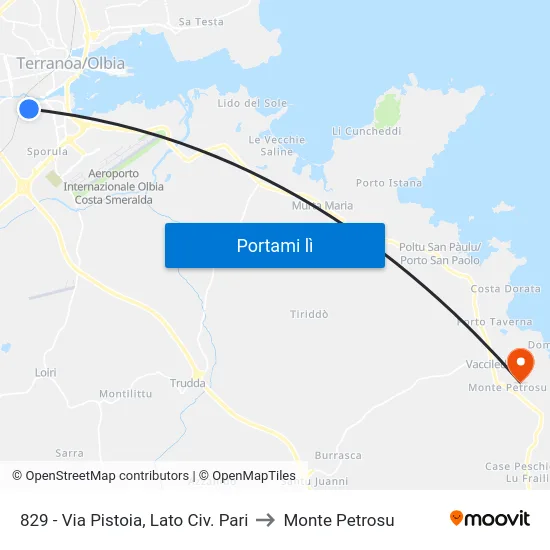 829 - Via Pistoia, Lato Civ. Pari to Monte Petrosu map