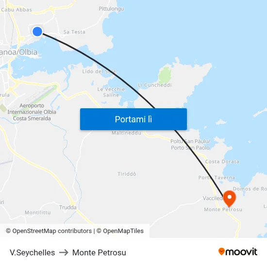 V.Seychelles to Monte Petrosu map