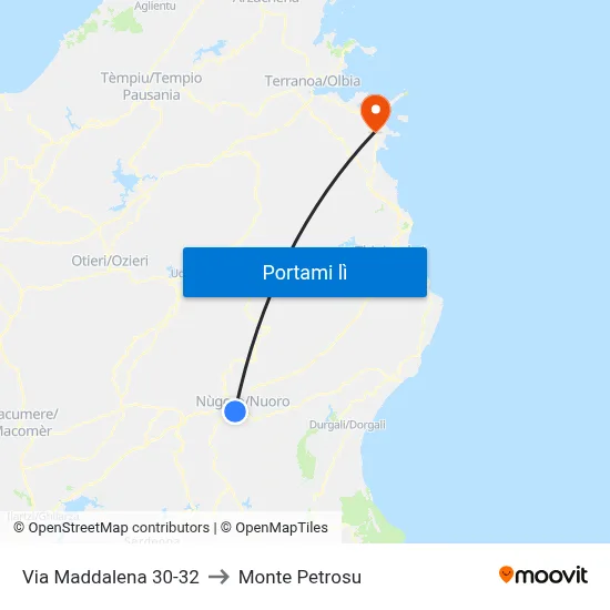 Via Maddalena 30-32 to Monte Petrosu map