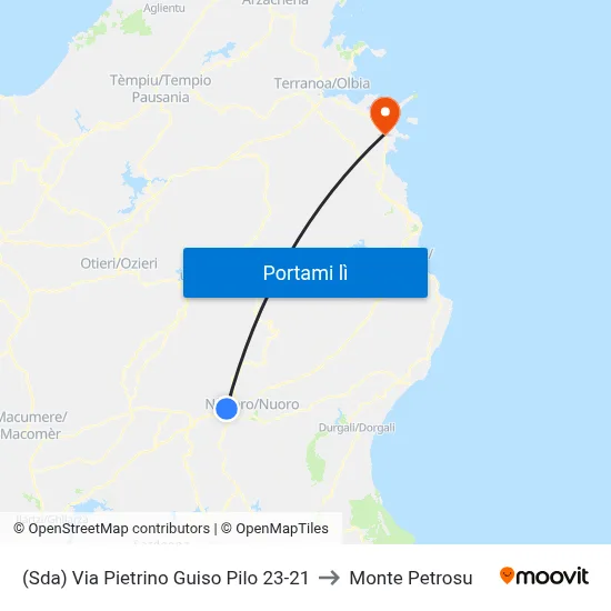 (Sda) Via Pietrino Guiso Pilo 23-21 to Monte Petrosu map