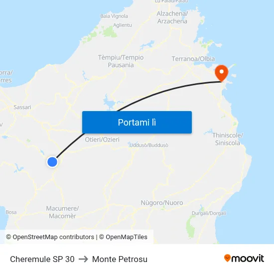 Cheremule SP 30 to Monte Petrosu map