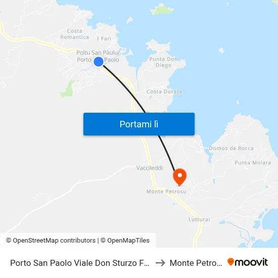 Porto San Paolo Viale Don Sturzo Fr.30 to Monte Petrosu map