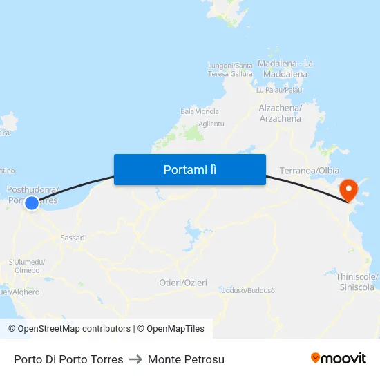 Porto Di Porto Torres to Monte Petrosu map
