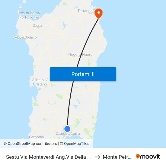 Sestu Via Monteverdi Ang.Via Della Croce to Monte Petrosu map