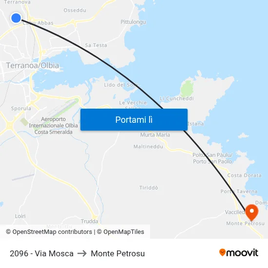 2096 - Via Mosca to Monte Petrosu map