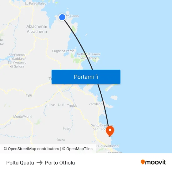Poltu Quatu to Porto Ottiolu map