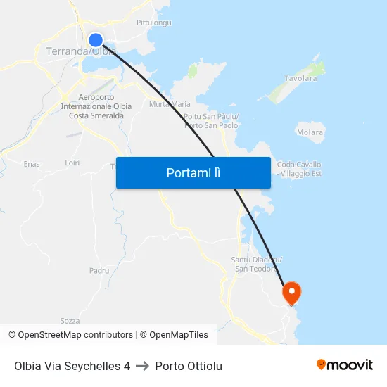 Olbia Via Seychelles 4 to Porto Ottiolu map