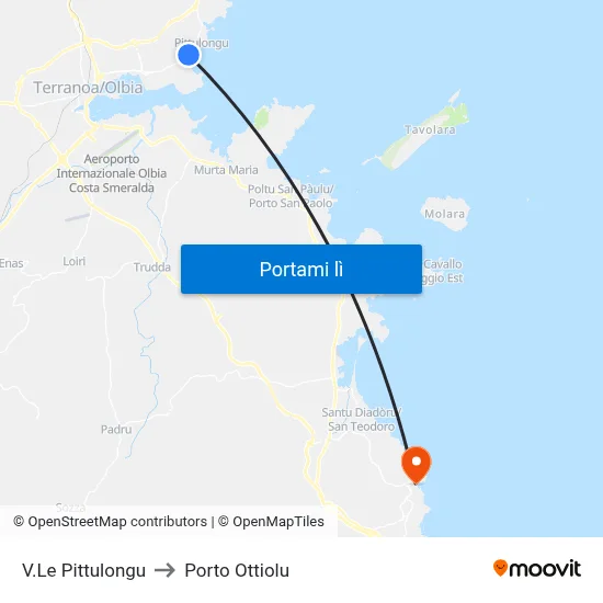 V.Le Pittulongu to Porto Ottiolu map