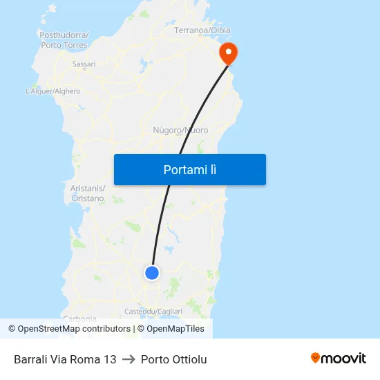 Barrali Via Roma 13 to Porto Ottiolu map