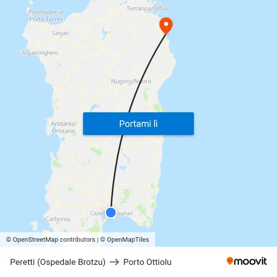 Peretti (Ospedale Brotzu) to Porto Ottiolu map