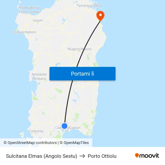 Sulcitana Elmas (Angolo Sestu) to Porto Ottiolu map