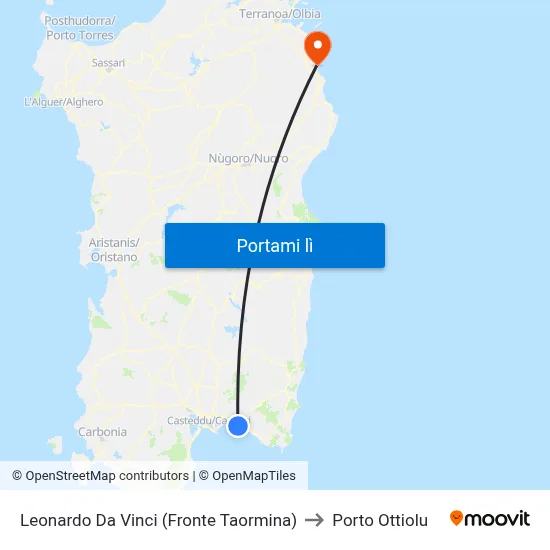 Leonardo Da Vinci (Fronte Taormina) to Porto Ottiolu map