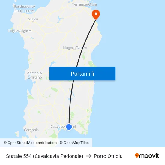 Statale 554 (Cavalcavia Pedonale) to Porto Ottiolu map