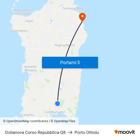 Dolianova Corso Repubblica-Q8 to Porto Ottiolu map