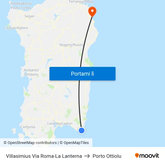 Villasimius Via Roma-La Lanterna to Porto Ottiolu map