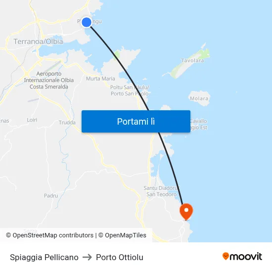 Spiaggia Pellicano to Porto Ottiolu map