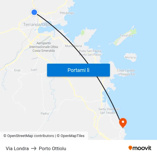 Via Londra to Porto Ottiolu map