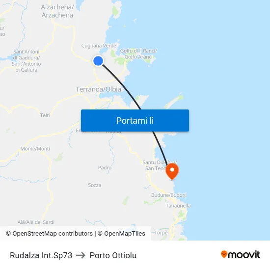 Rudalza Int.Sp73 to Porto Ottiolu map