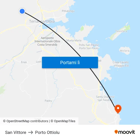 San Vittore to Porto Ottiolu map