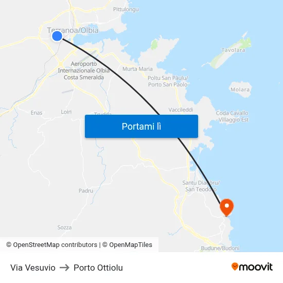 Via Vesuvio to Porto Ottiolu map