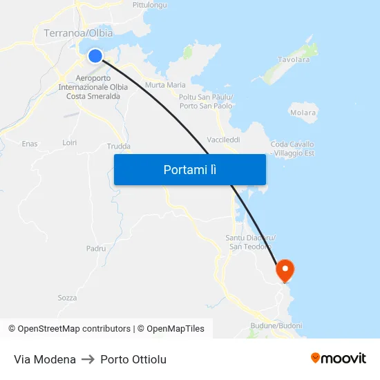 Via Modena to Porto Ottiolu map