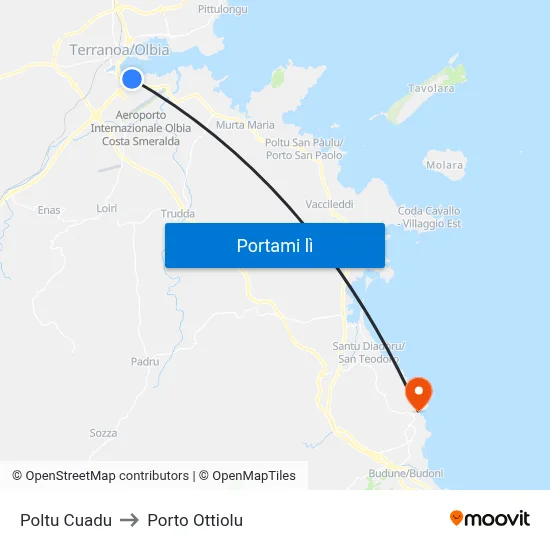 Poltu Cuadu to Porto Ottiolu map