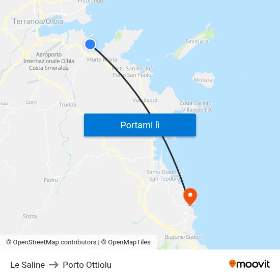 Le Saline to Porto Ottiolu map
