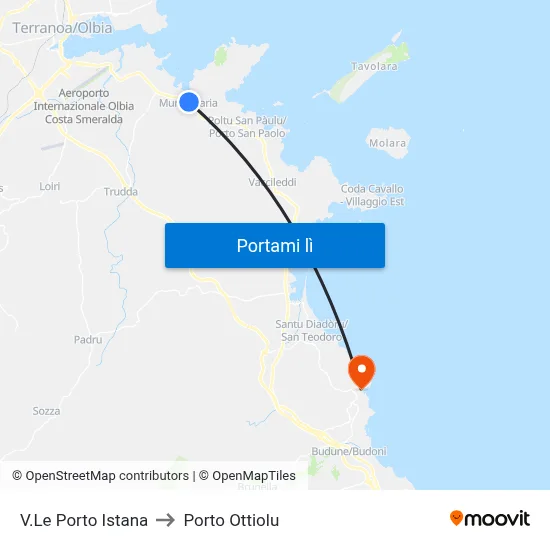 V.Le Porto Istana to Porto Ottiolu map