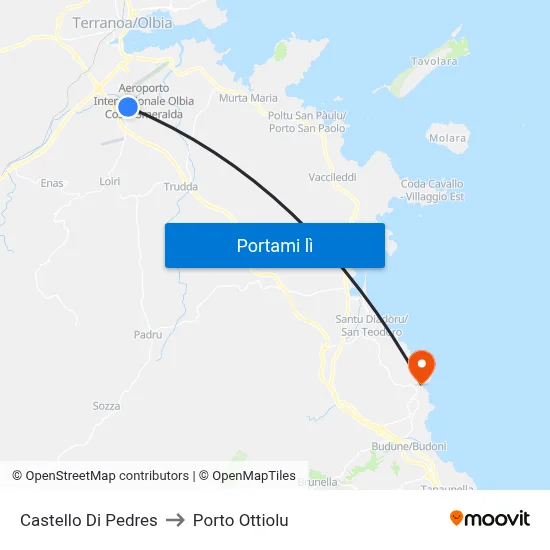 Castello Di Pedres to Porto Ottiolu map